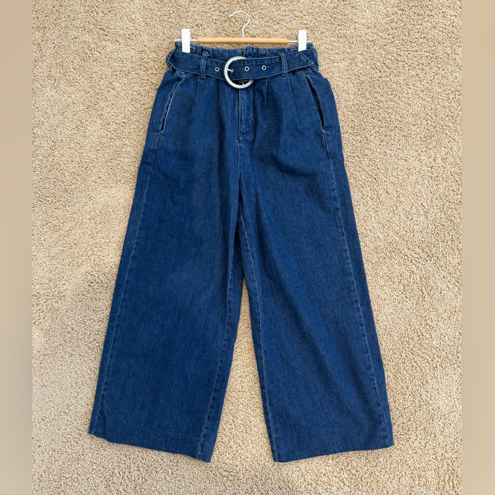 Zara Dark Blue Flare Jeans with Belt - Picture 1 of 4